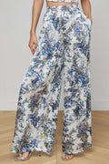 L'Agence Lillian Grey Watercolour Wide Leg Silk Trousers 2616GNW 0100 GMWB