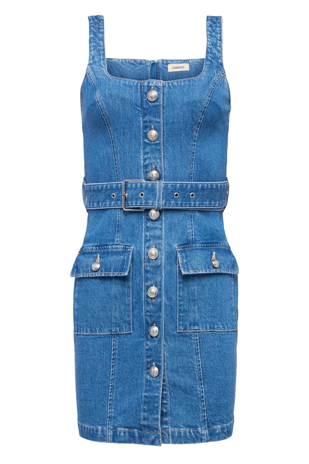L'Agence Midy Denim Olvera Button Front Tank Dress 61569NNBBB