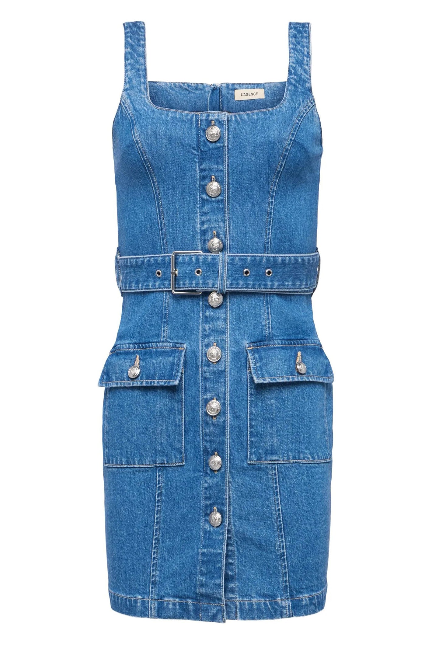 L'Agence Midy Denim Olvera Button Front Tank Dress 61569NNBBB