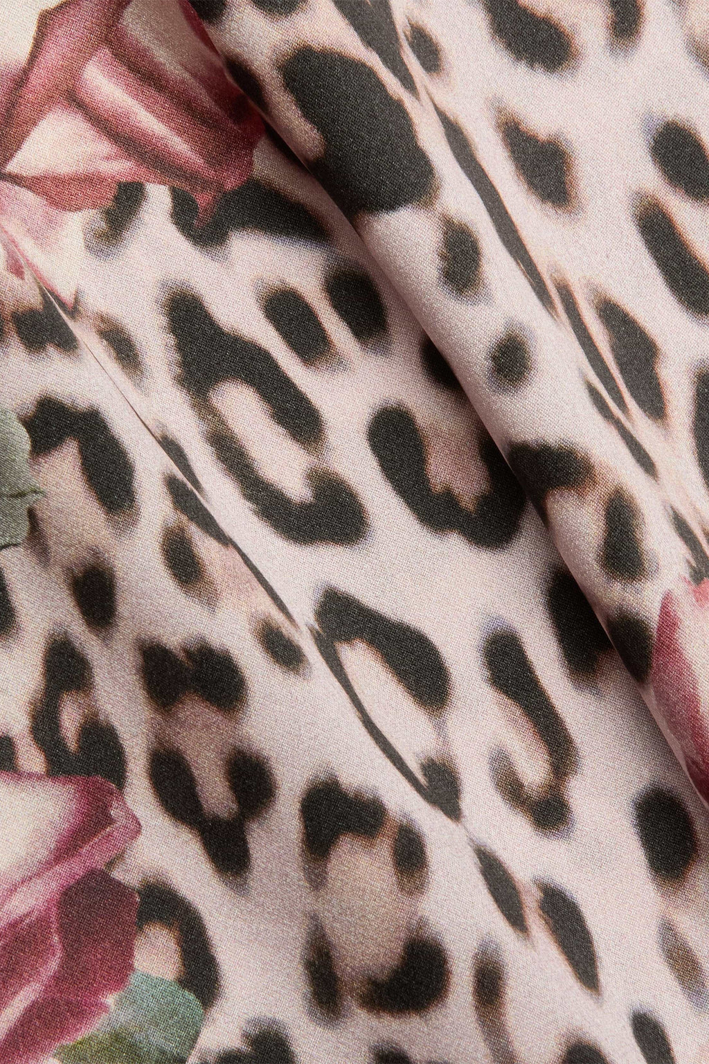 L'Agence Pilar 2625RBL Pink Small Rose Cheetah Wide Leg Silk Trousers 0060 PNSS