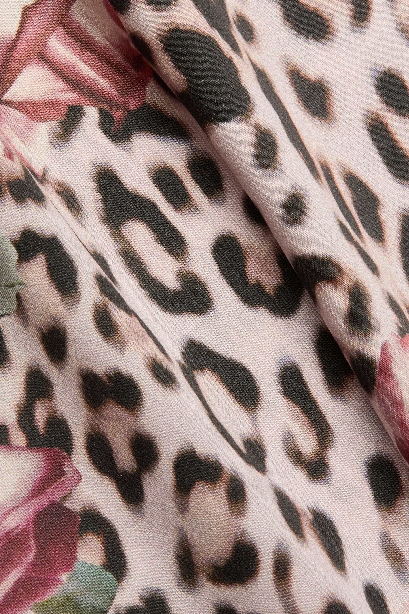 L'Agence Pilar 2625RBL Pink Small Rose Cheetah Wide Leg Silk Trousers 0060 PNSS