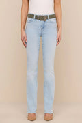 L'Agence Ruth Cabo blue high rise straight leg jeans at No.19 Boutique