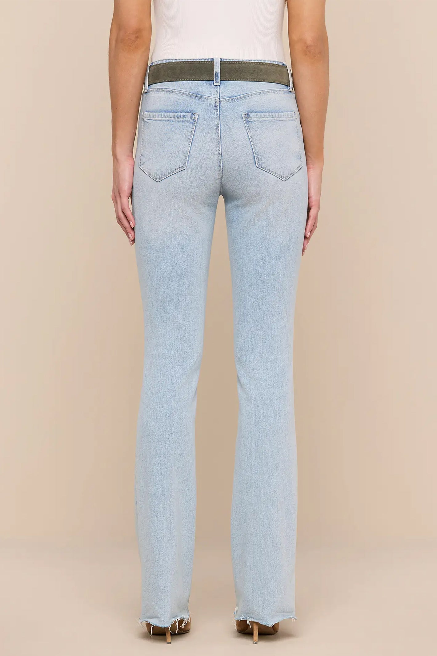 L'Agence Ruth Cabo blue high rise straight leg jeans at No.19 Boutique
