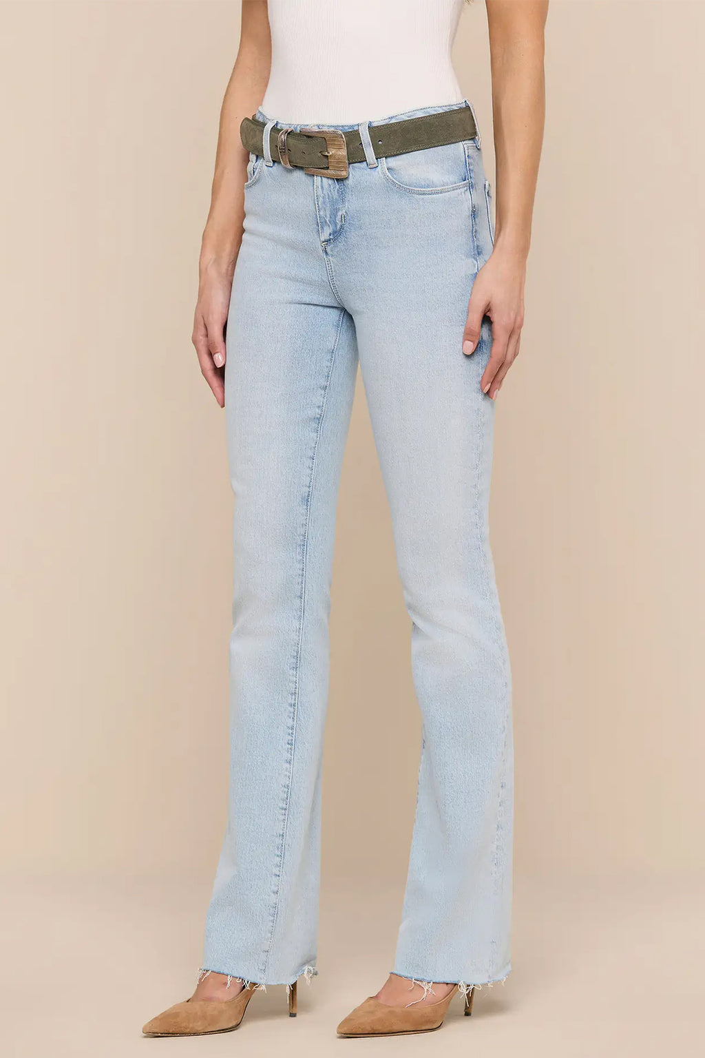 L'Agence Ruth Cabo blue high rise straight leg jeans at No.19 Boutique