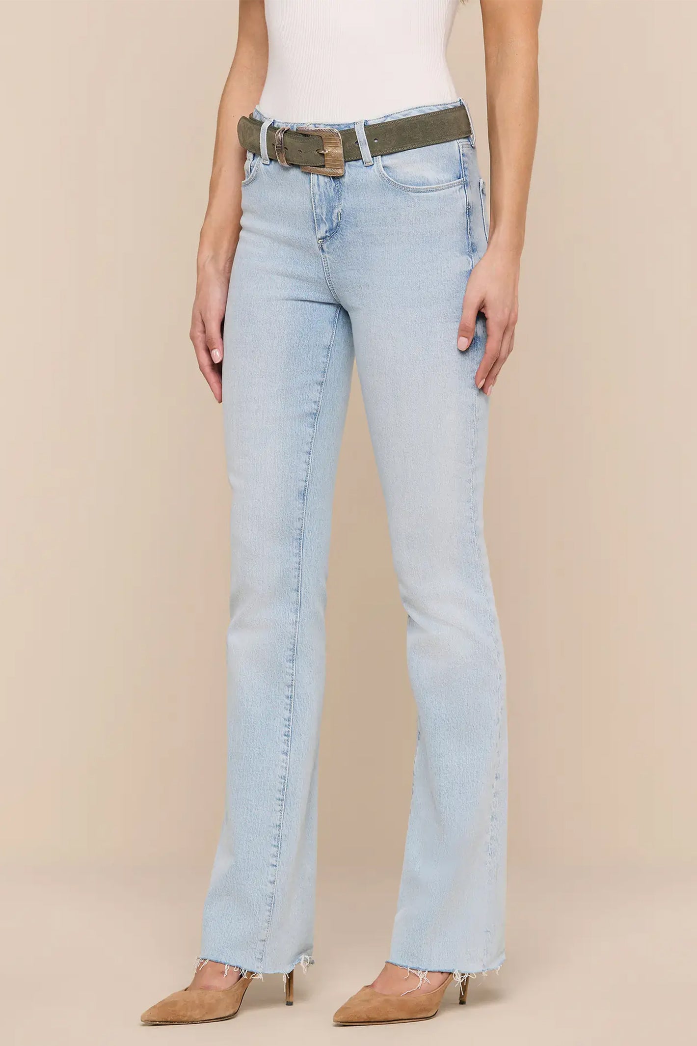L'Agence Ruth Cabo blue high rise straight leg jeans at No.19 Boutique