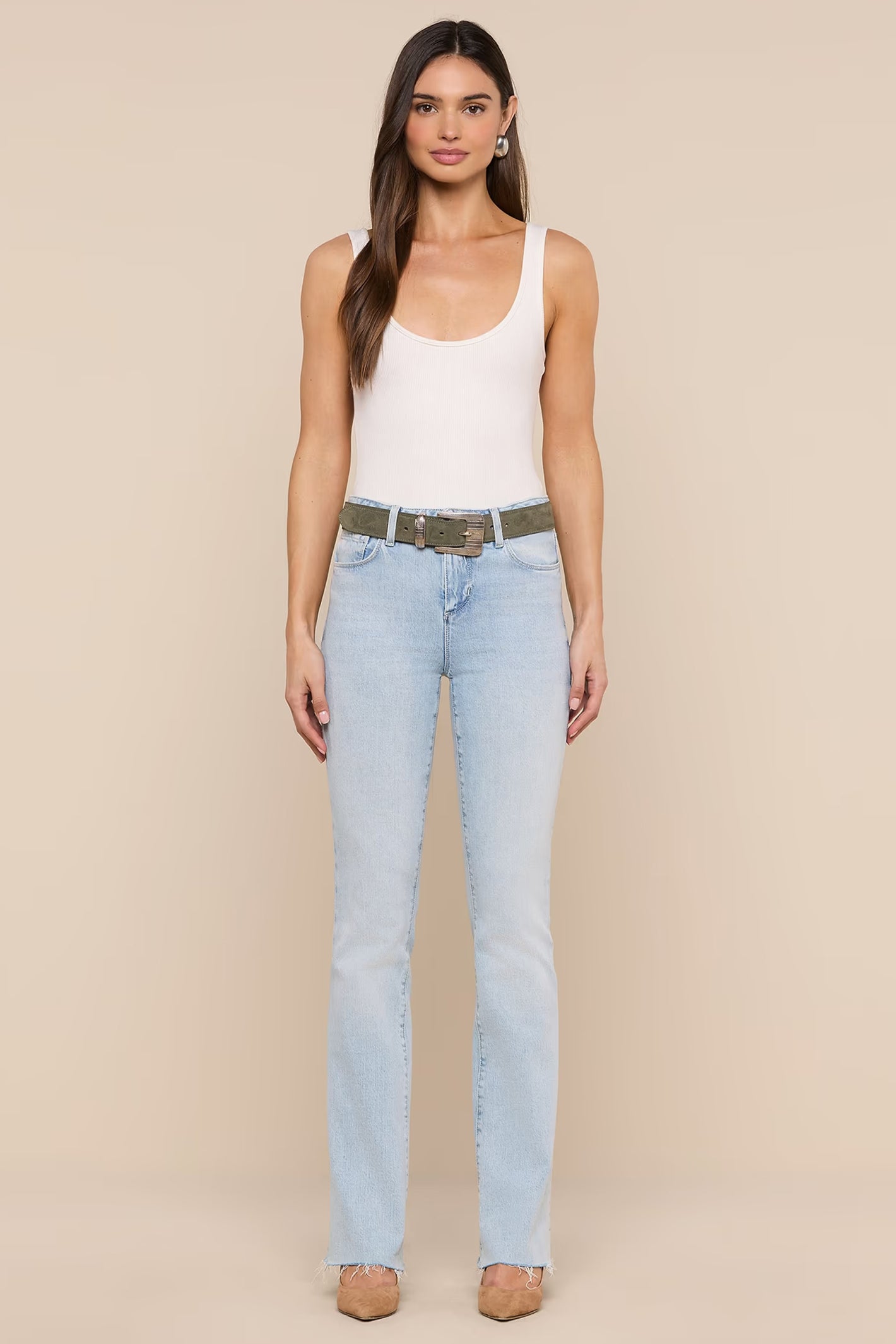 L'Agence Ruth Cabo blue high rise straight leg jeans at No.19 Boutique