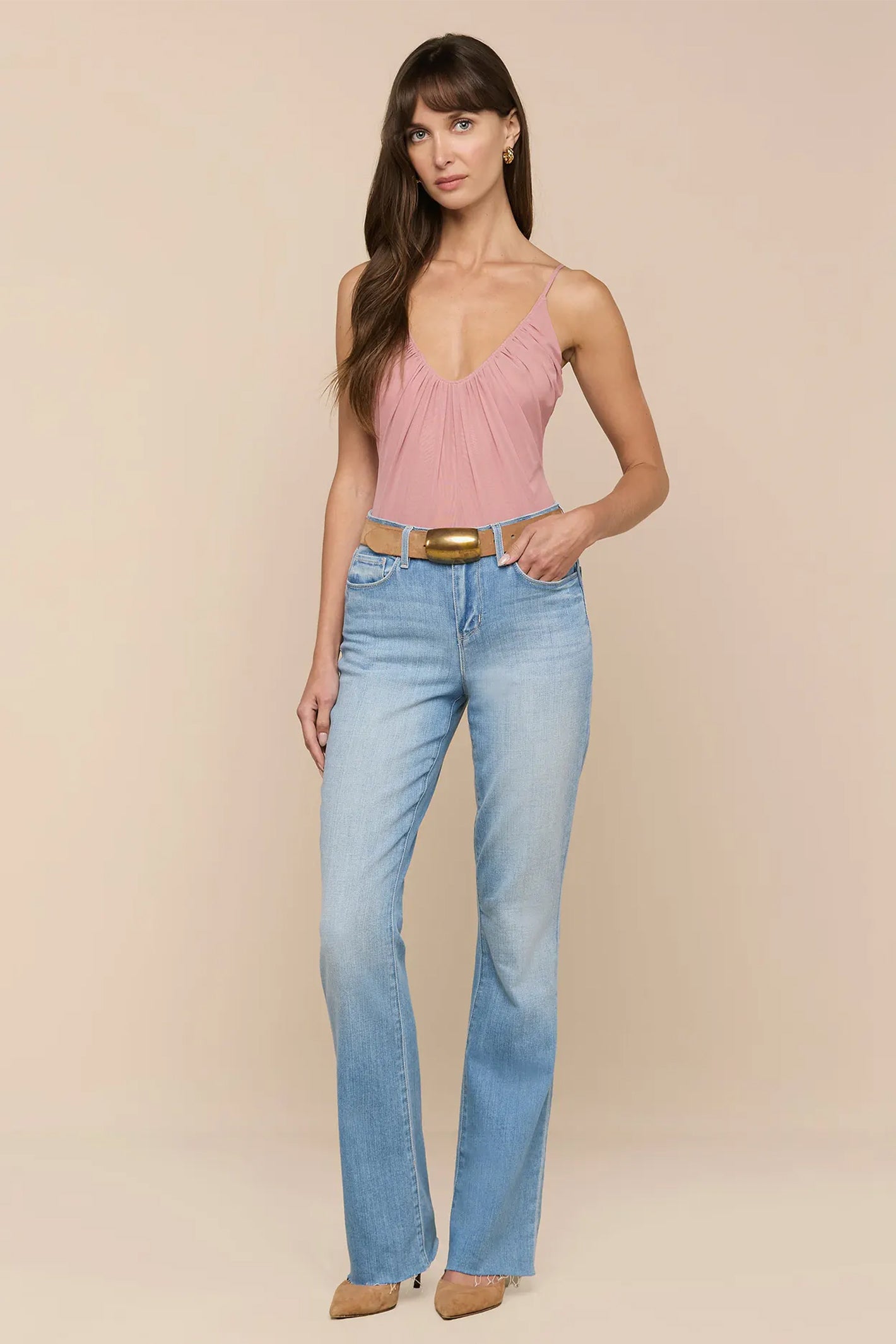 L'Agence Ruth Pacific blue high rise straight leg jeans at No.19 Boutique