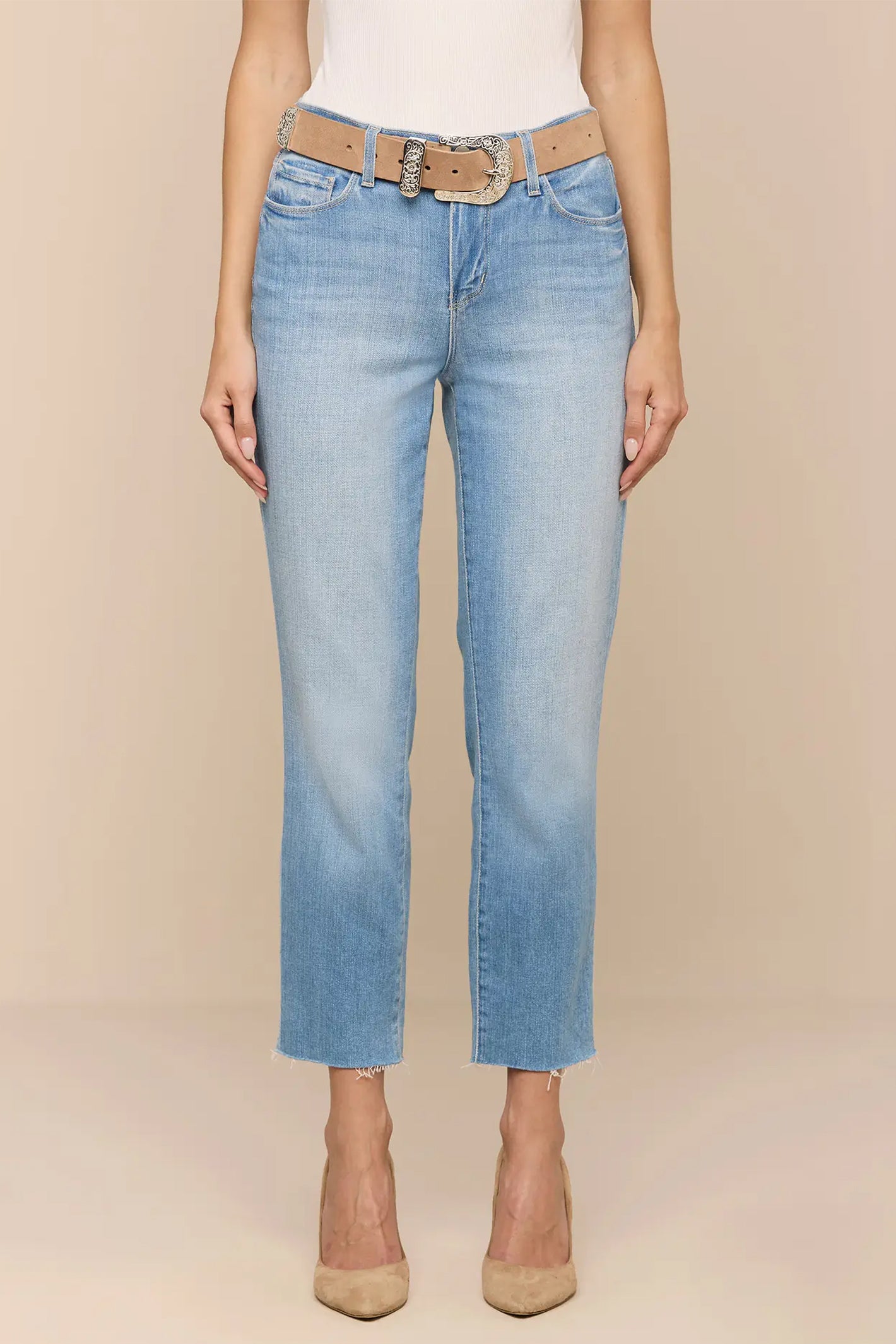 L'Agence Sada Pacific blue high rise slim fit jeans at No.19 Boutique