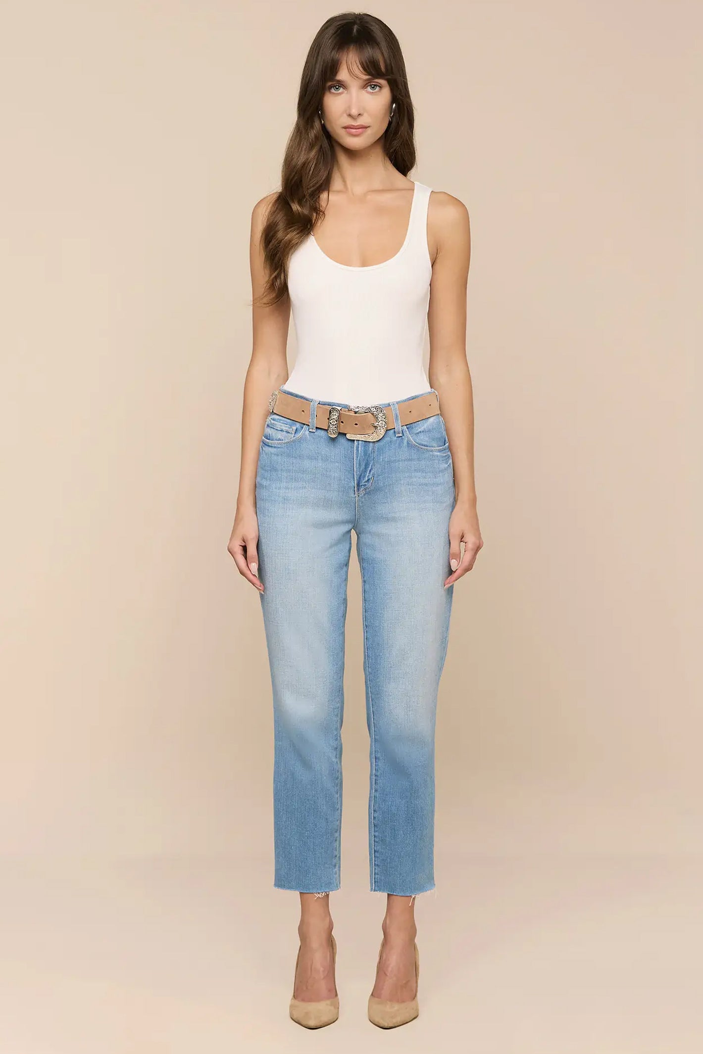 L'Agence Sada Pacific blue high rise slim fit jeans at No.19 Boutique
