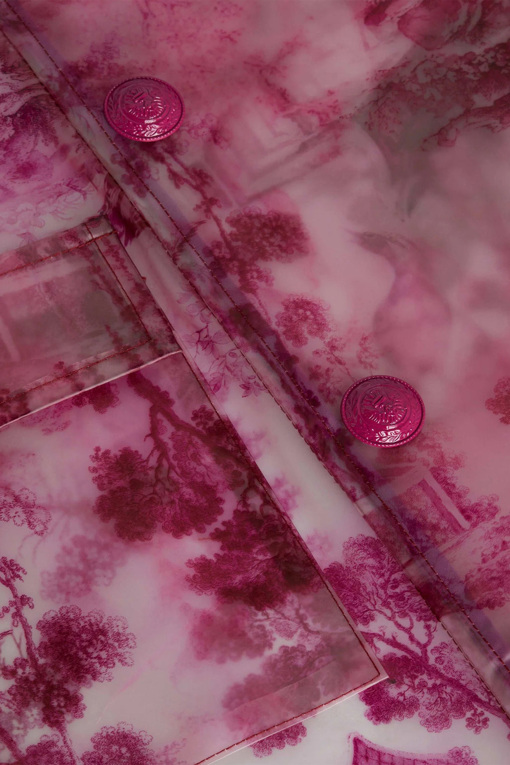L'Agence Safiya White Pink Porcelain Toile Print Raincoat 1848PUK