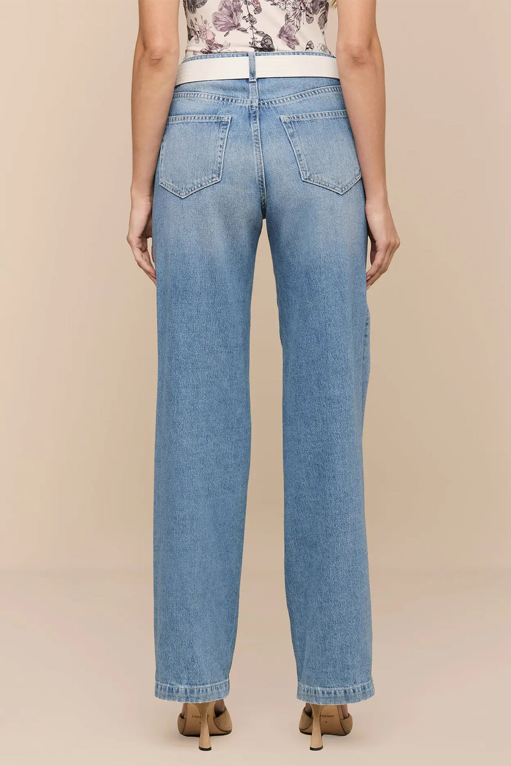 L'Agence Scottie Grant blue high rise wide leg jeans at No.19 Boutique