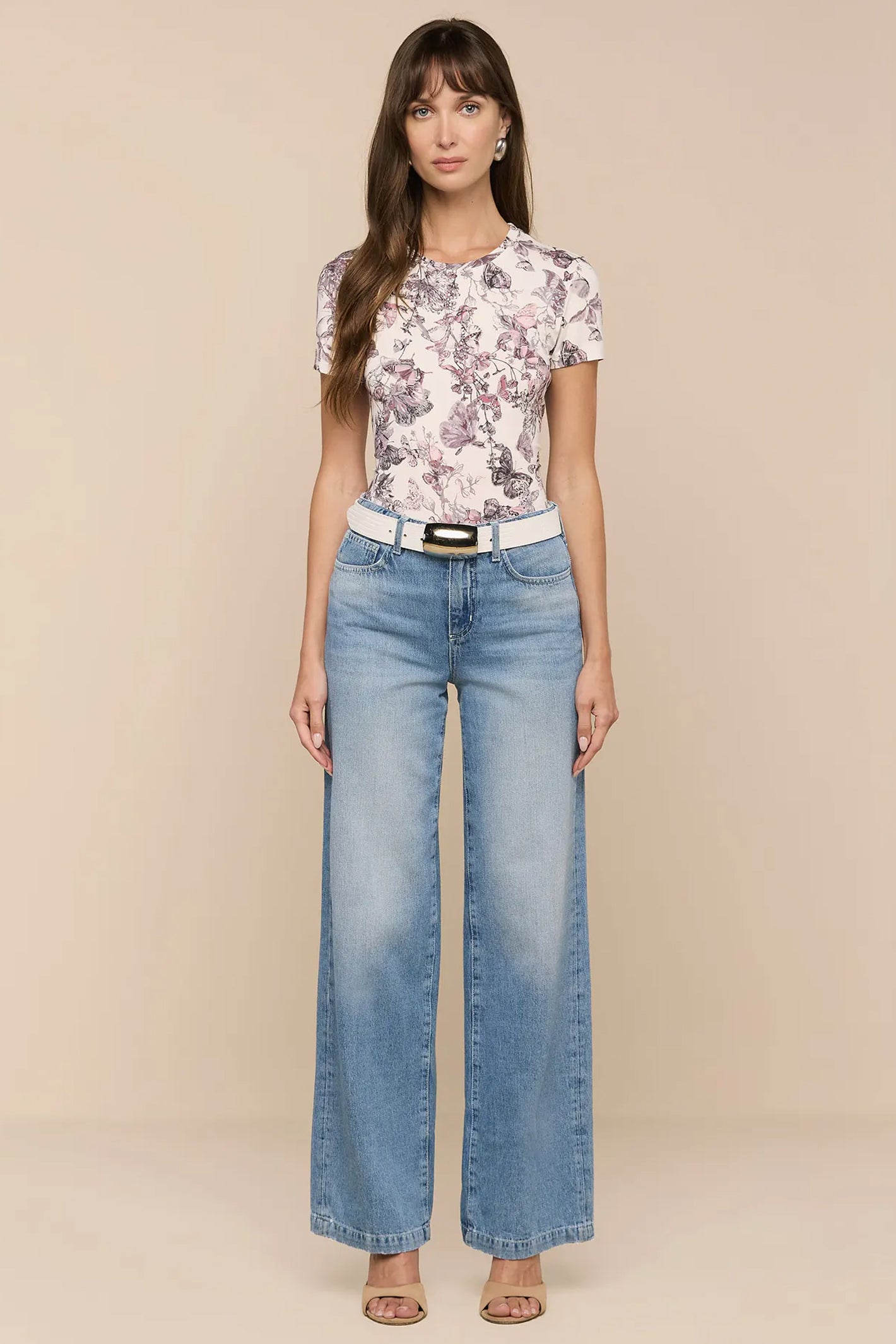 L'Agence Scottie Grant blue high rise wide leg jeans at No.19 Boutique
