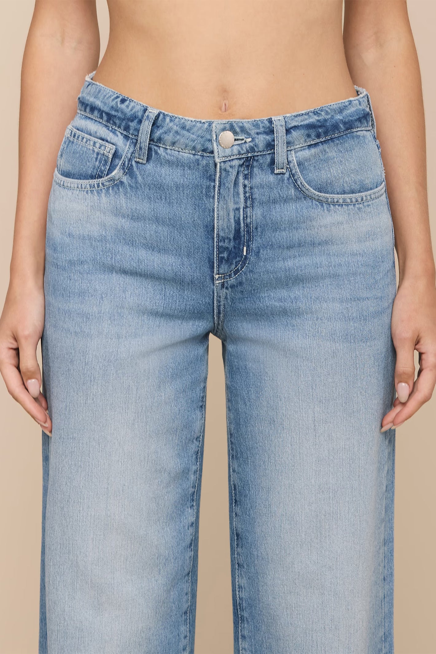L'Agence Scottie Grant blue high rise wide leg jeans at No.19 Boutique
