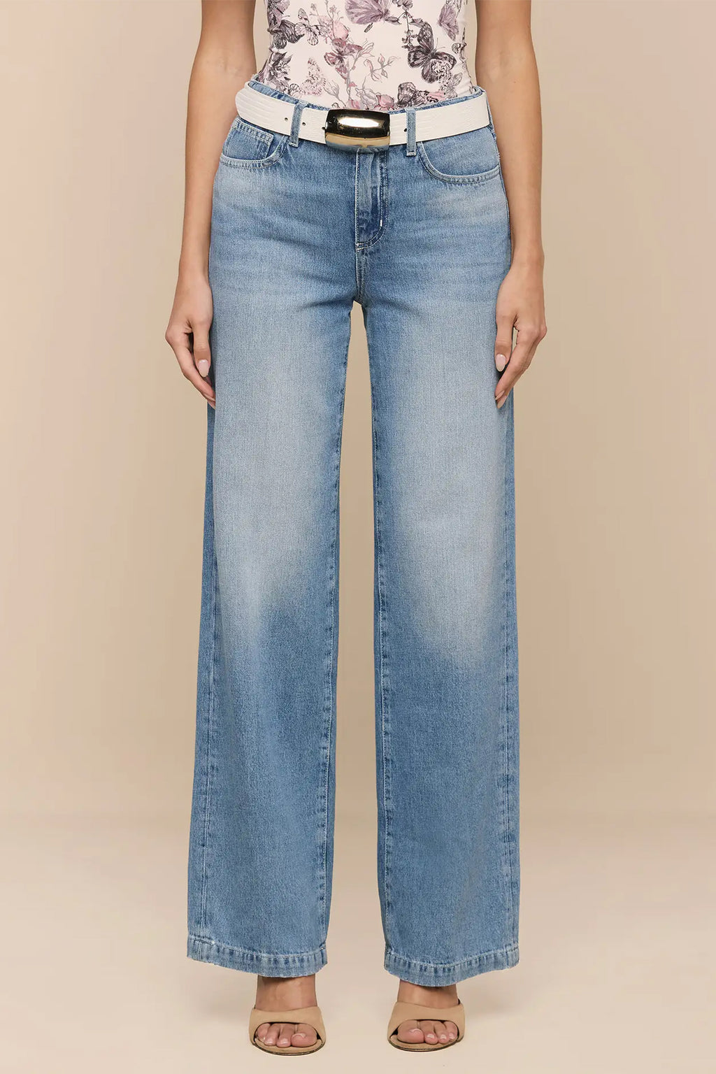 L'Agence Scottie Grant blue high rise wide leg jeans at No.19 Boutique