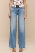 L'Agence Scottie Grant blue high rise wide leg jeans at No.19 Boutique