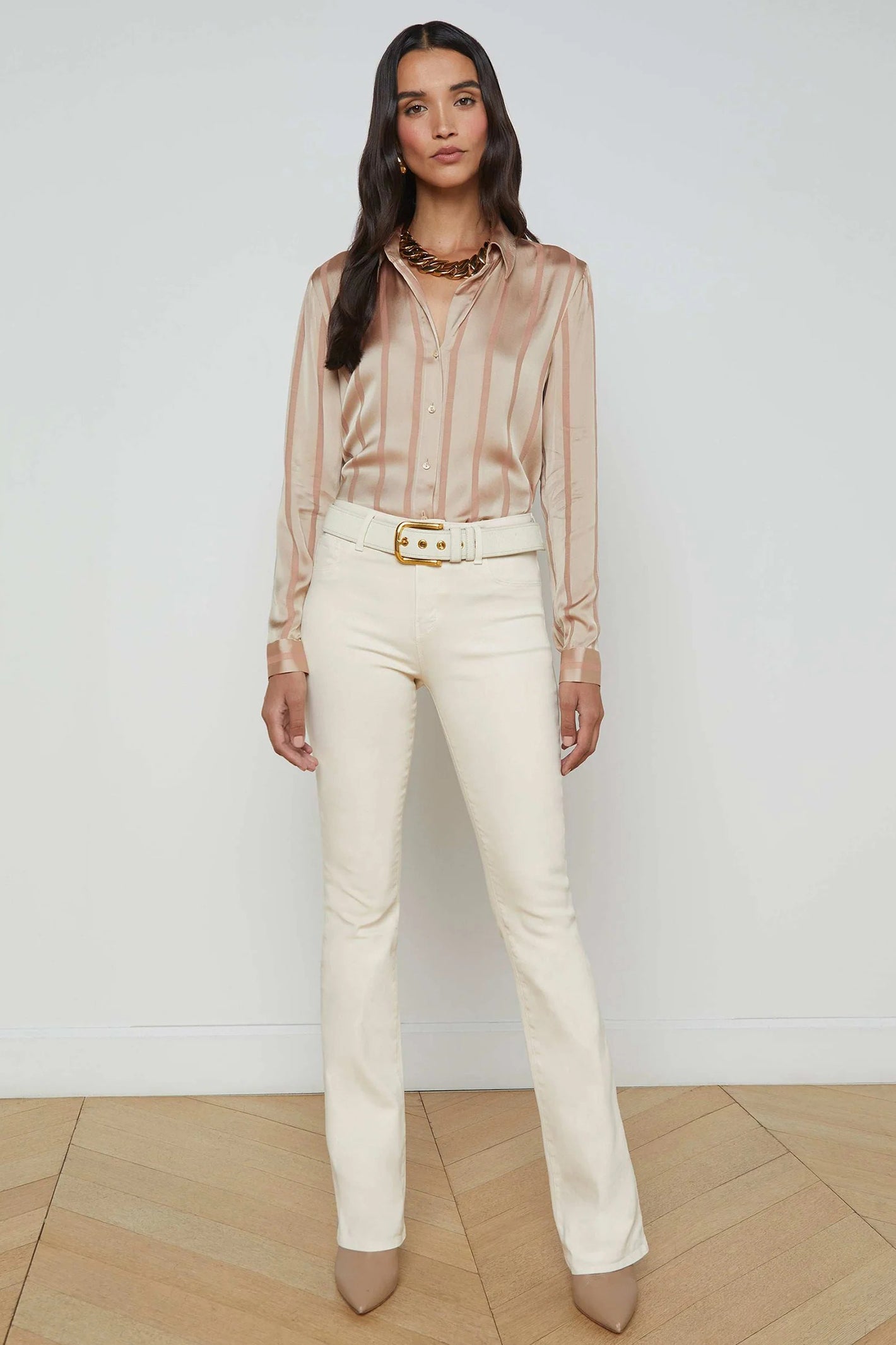 L'Agence Selma French Vanilla Cream Coated Boot Cut Jean 2700PDDC