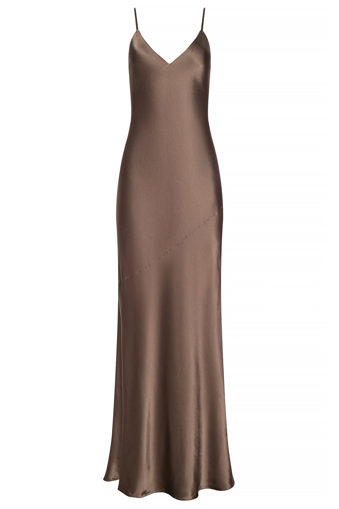 L'Agence Serita 61078CLW Cardamom Brown Silk Maxi Dress 0130 CRDS