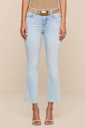 L'Agence Tati Cabo blue high rise crop micro boot jeans at No.19 Boutique