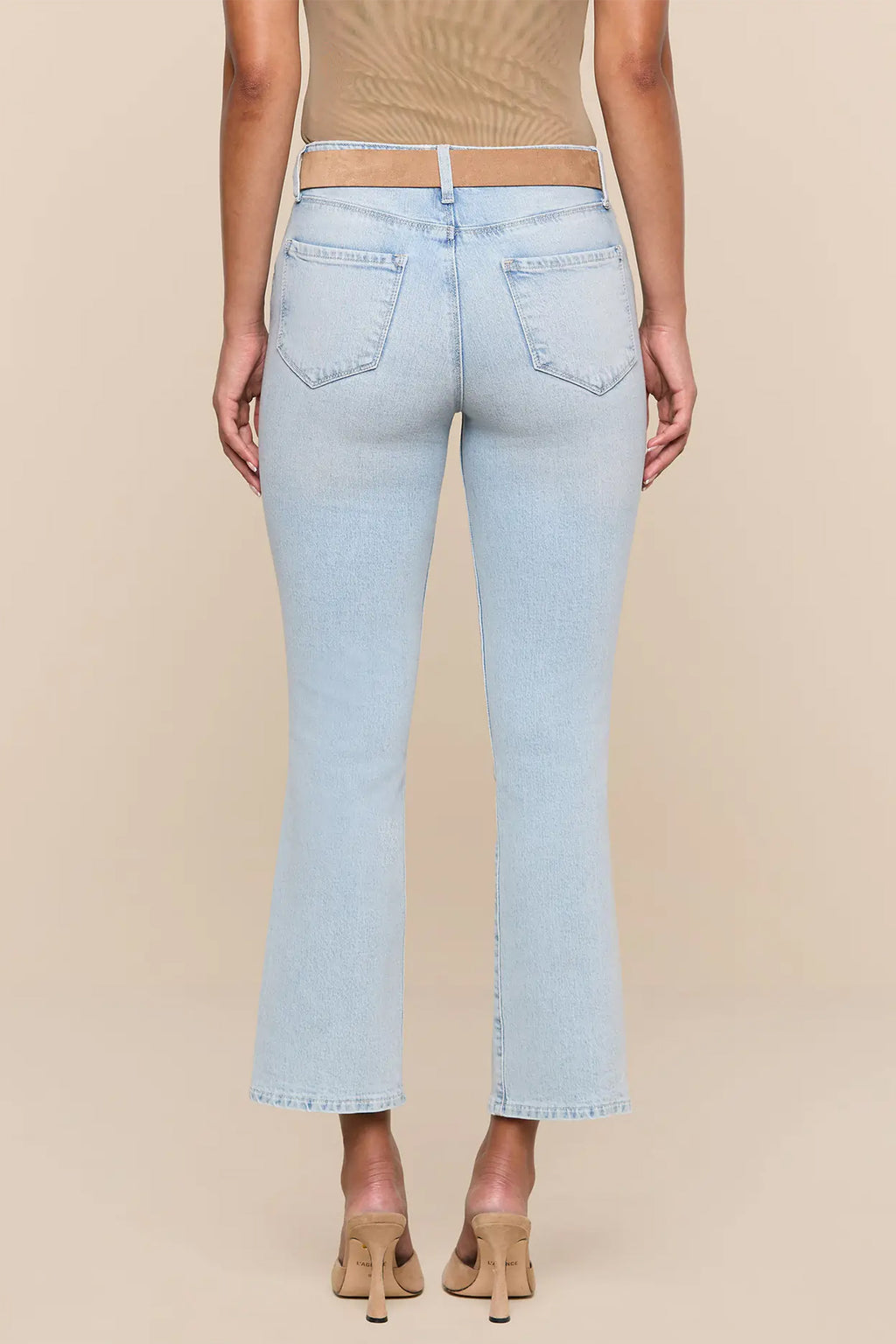 L'Agence Tati Cabo blue high rise crop micro boot jeans at No.19 Boutique