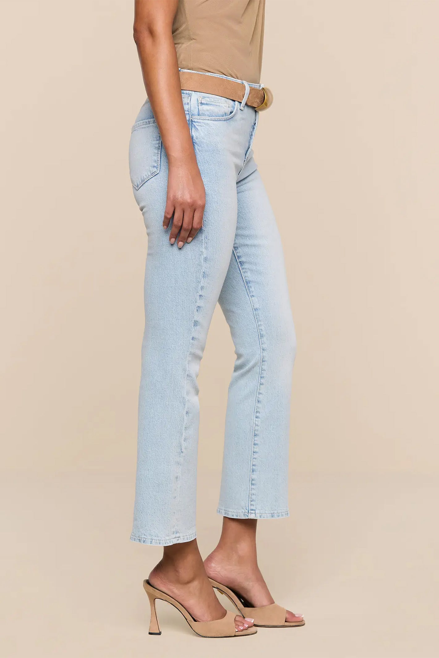 L'Agence Tati Cabo blue high rise crop micro boot jeans at No.19 Boutique