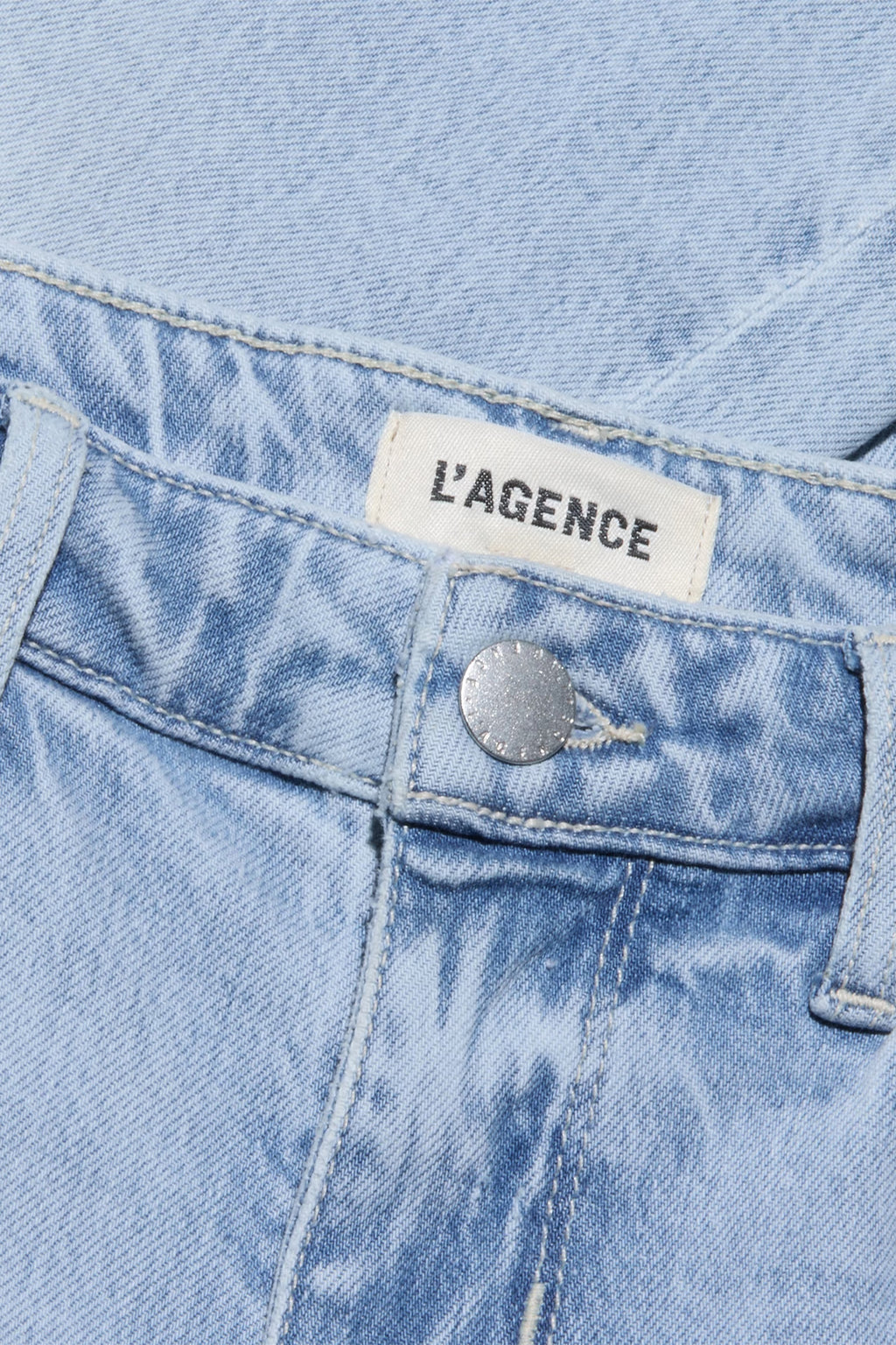 L'Agence Tati Cabo blue high rise crop micro boot jeans at No.19 Boutique