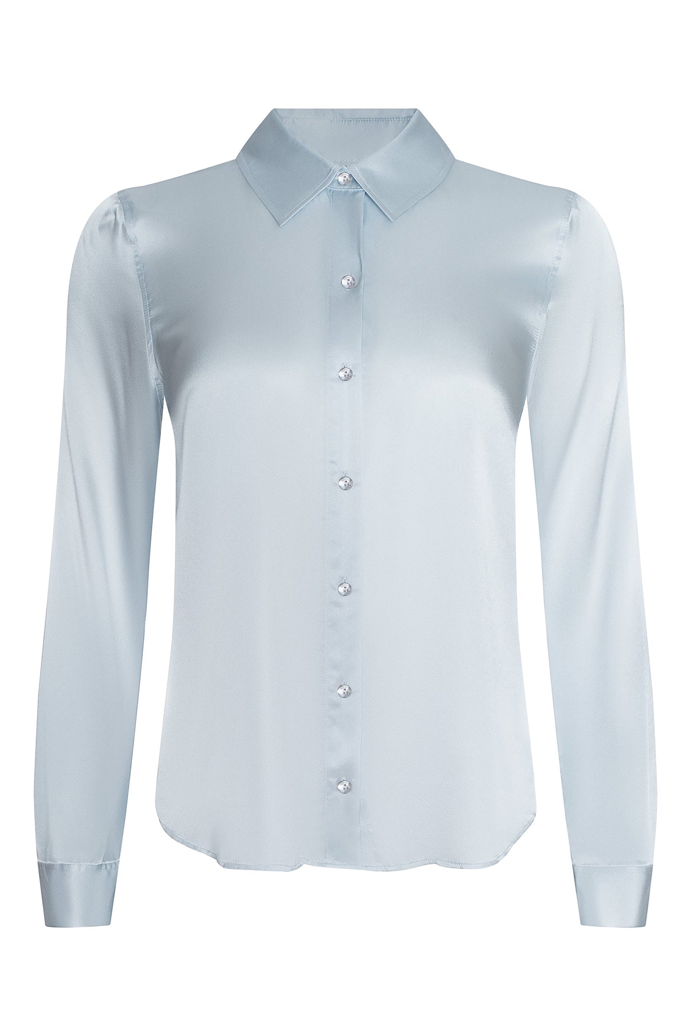 L'Agence Tyler 40223CLZ Pale Mist Blue Silk Blouse 0060 PLMB
