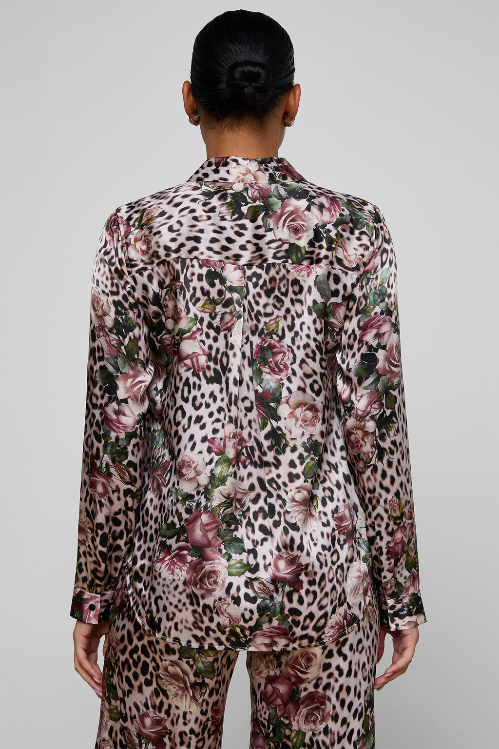 L'Agence Tyler 40223RBM Pink Rose Cheetah Long Sleeve Blouse 0010 PNSS