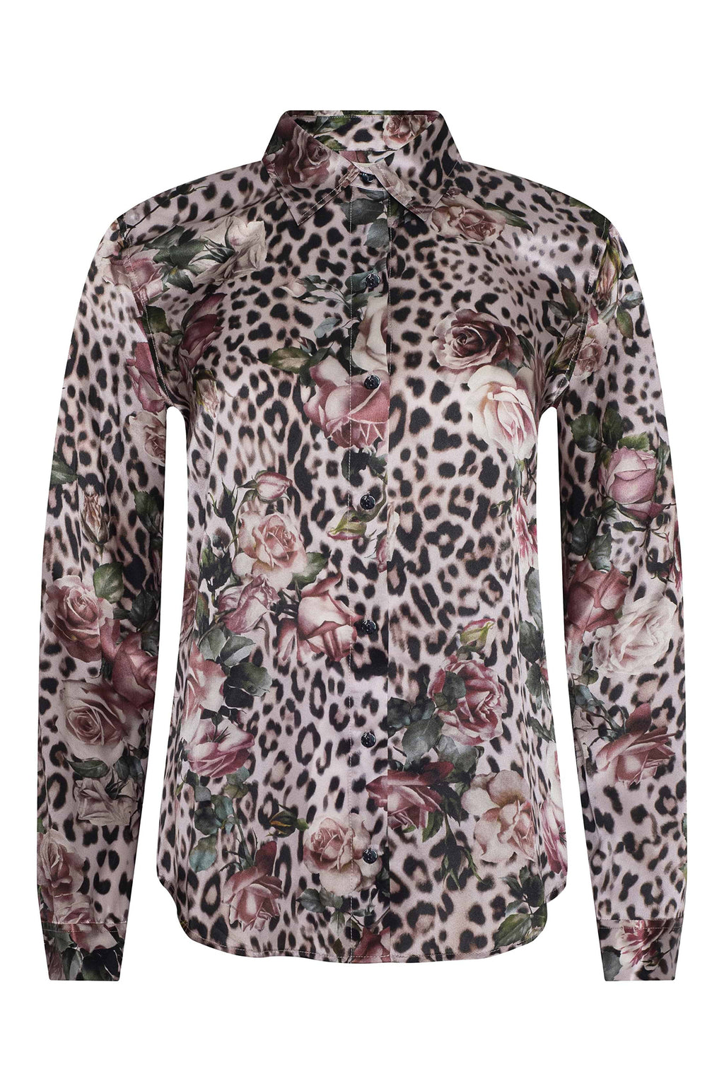L'Agence Tyler 40223RBM Pink Rose Cheetah Long Sleeve Blouse 0010 PNSS