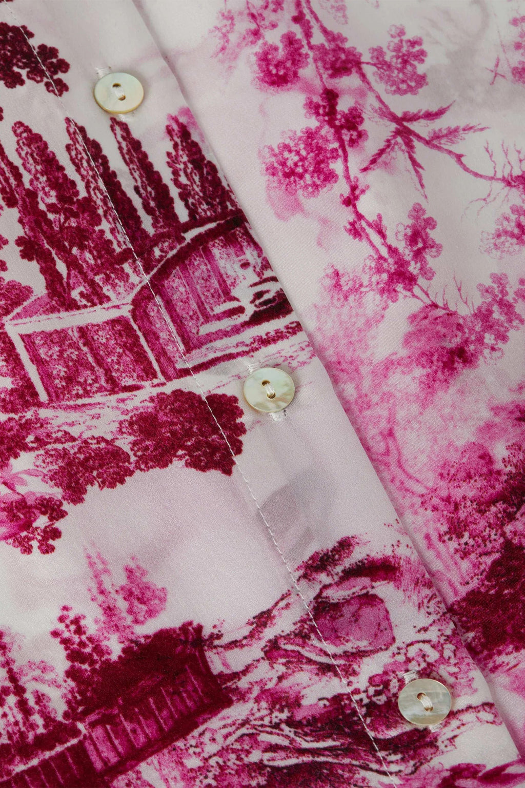 L'Agence Tyler White Pink Porcelain Toile Print Silk Blouse 40223PUF