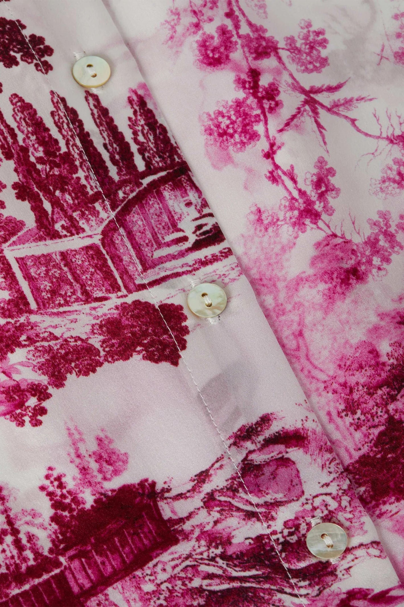 L'Agence Tyler White Pink Porcelain Toile Print Silk Blouse 40223PUF