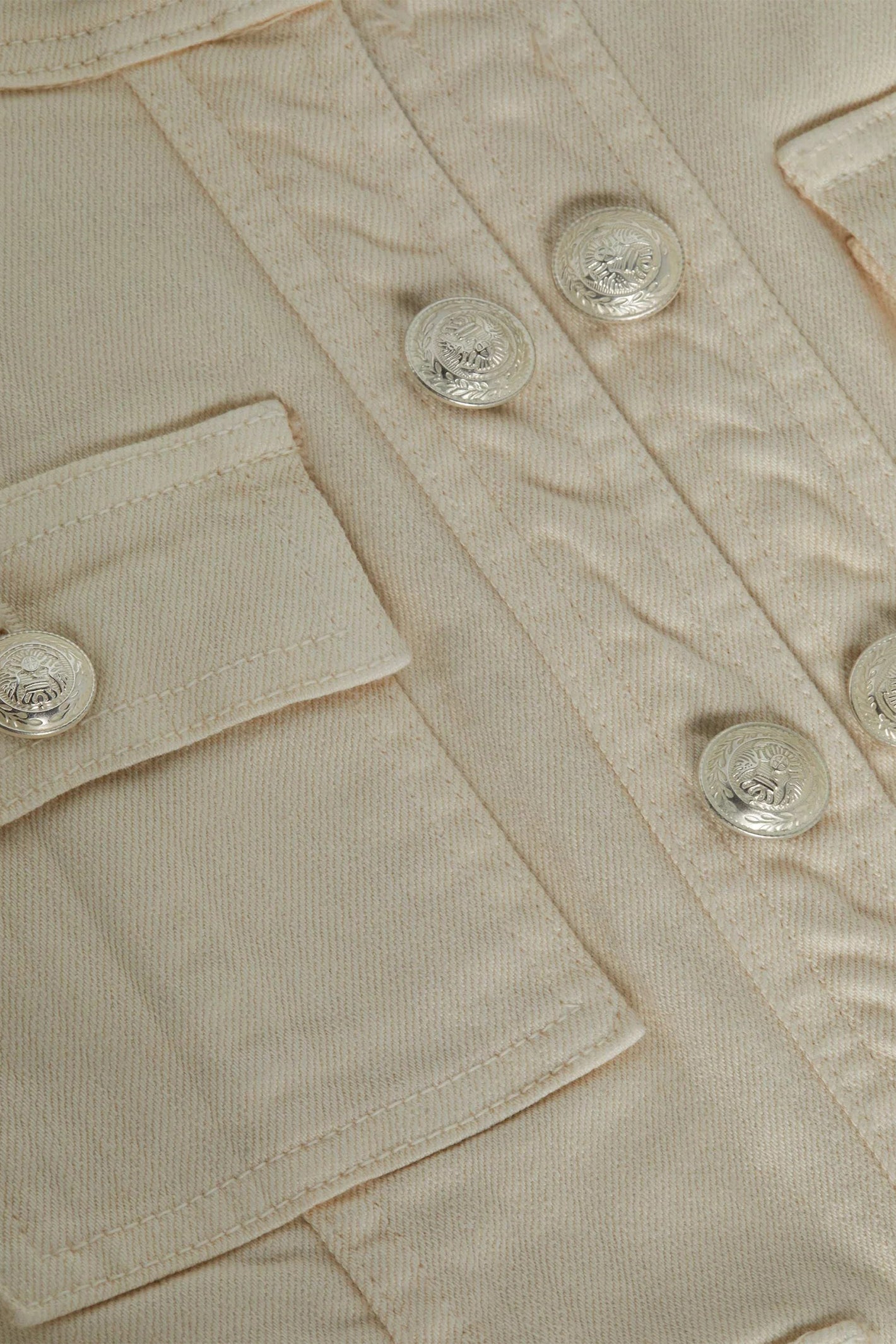 L'Agence Yari French Vanilla Cream Collarless Denim Jacket 1646KBO