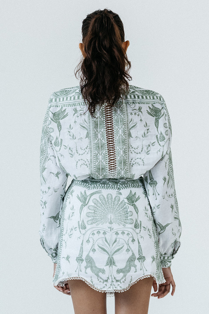 Lois London Como Serendib Olive Print Shirt