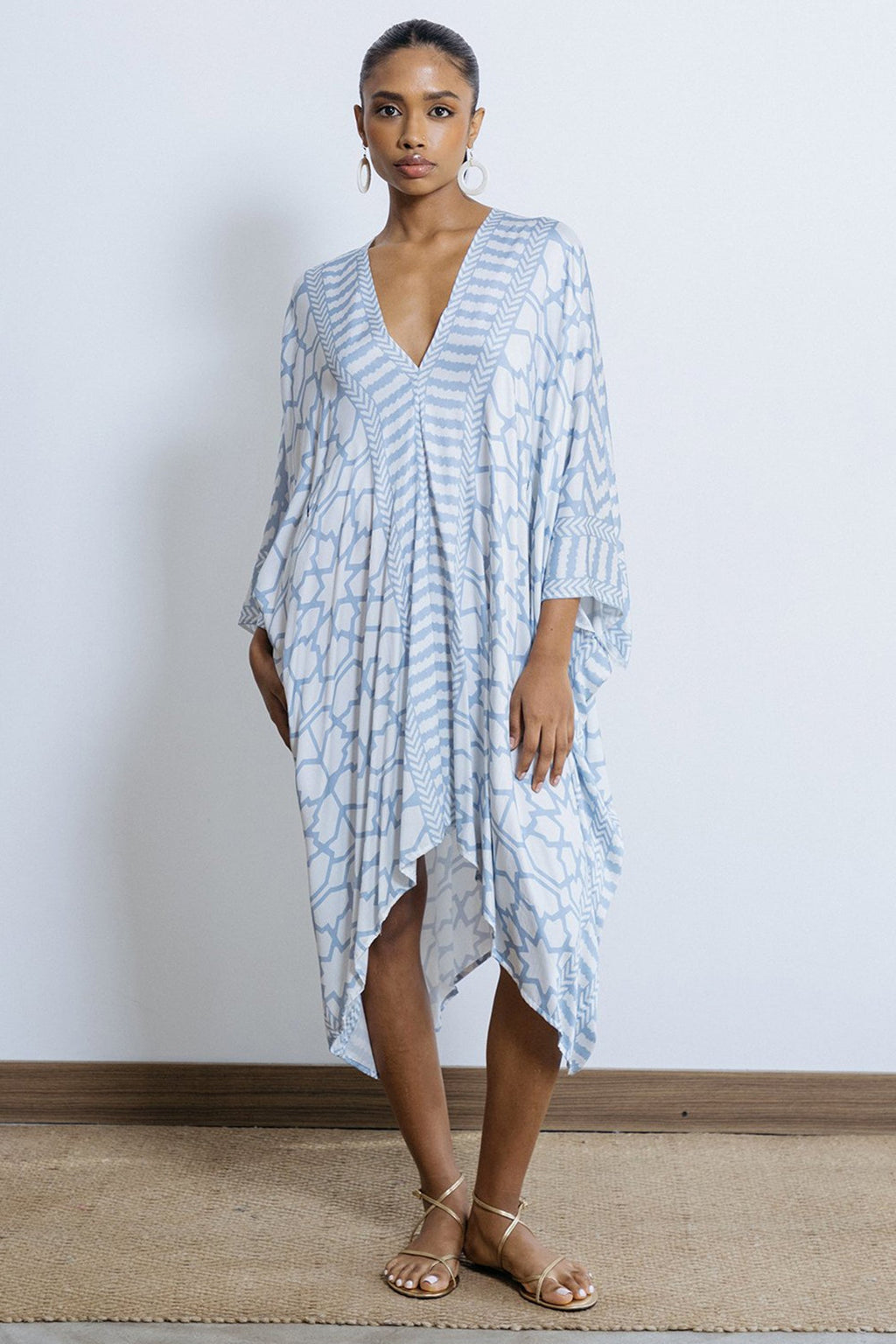 Lois London Luna Midi Kaftan Powder Blue - Lonah Boutique