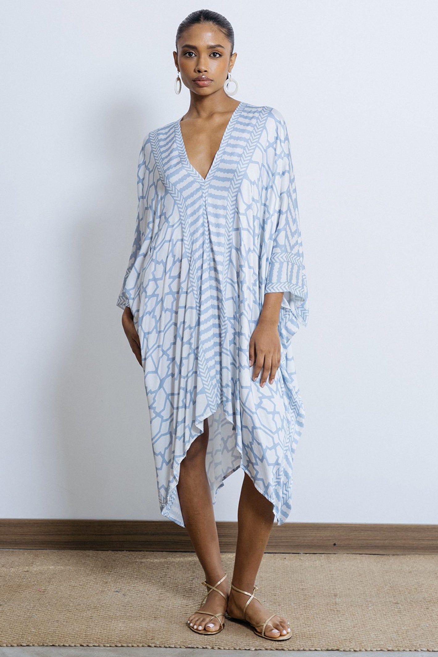 Lois London Luna Midi Kaftan Powder Blue - Lonah Boutique