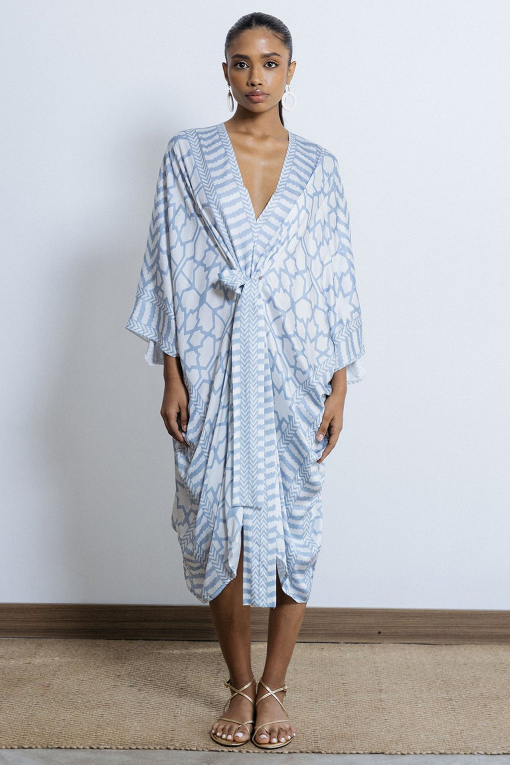 Lois London Luna Midi Kaftan Powder Blue - Lonah Boutique
