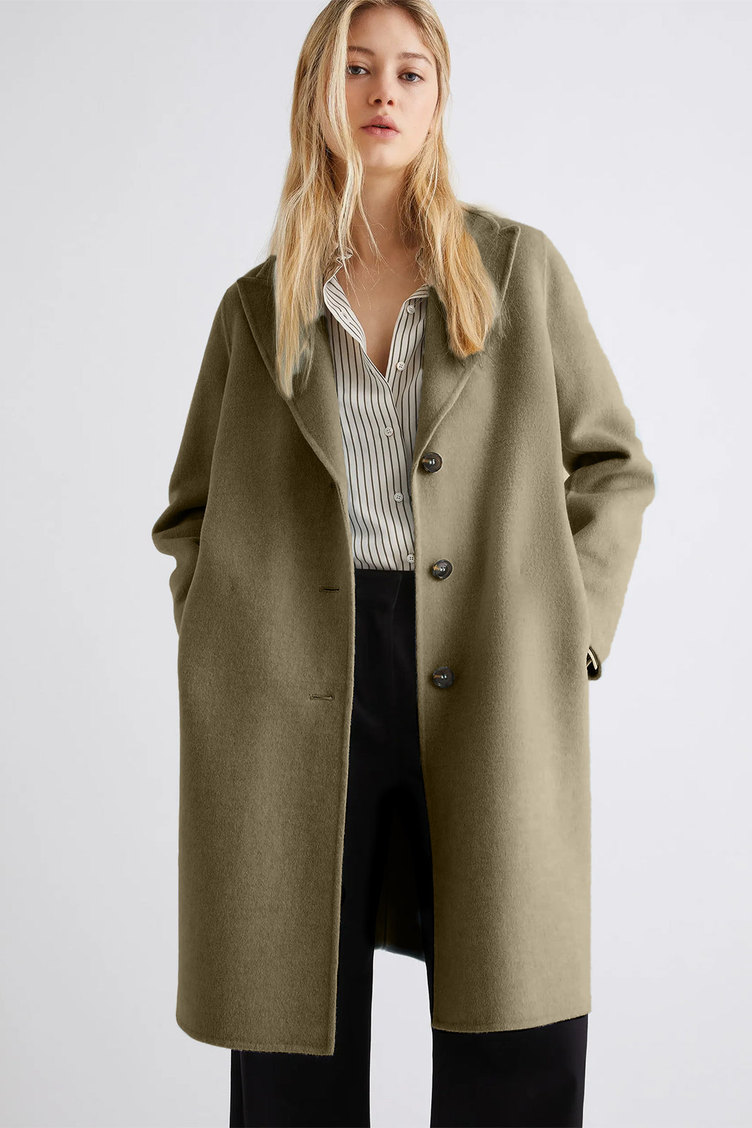 Marella 2523016091200 Polka Sage Green Wool-Blend Coat