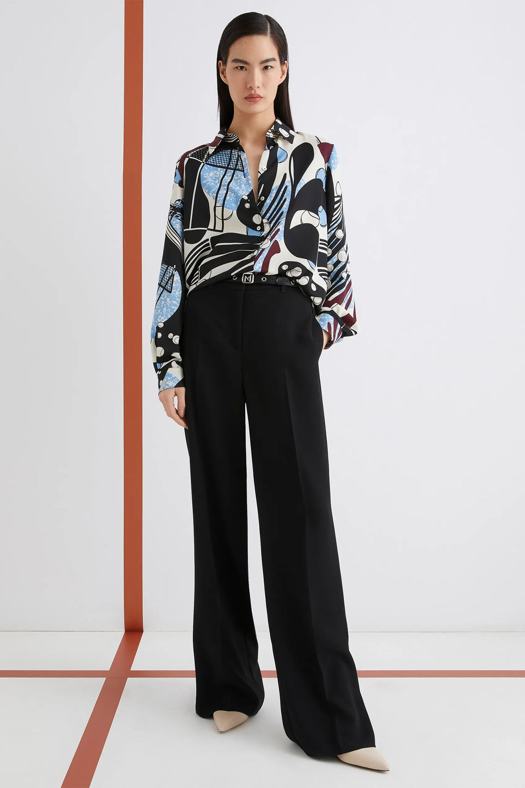 Marella Art 365 Pascia Black Envers Satin Trouser Black