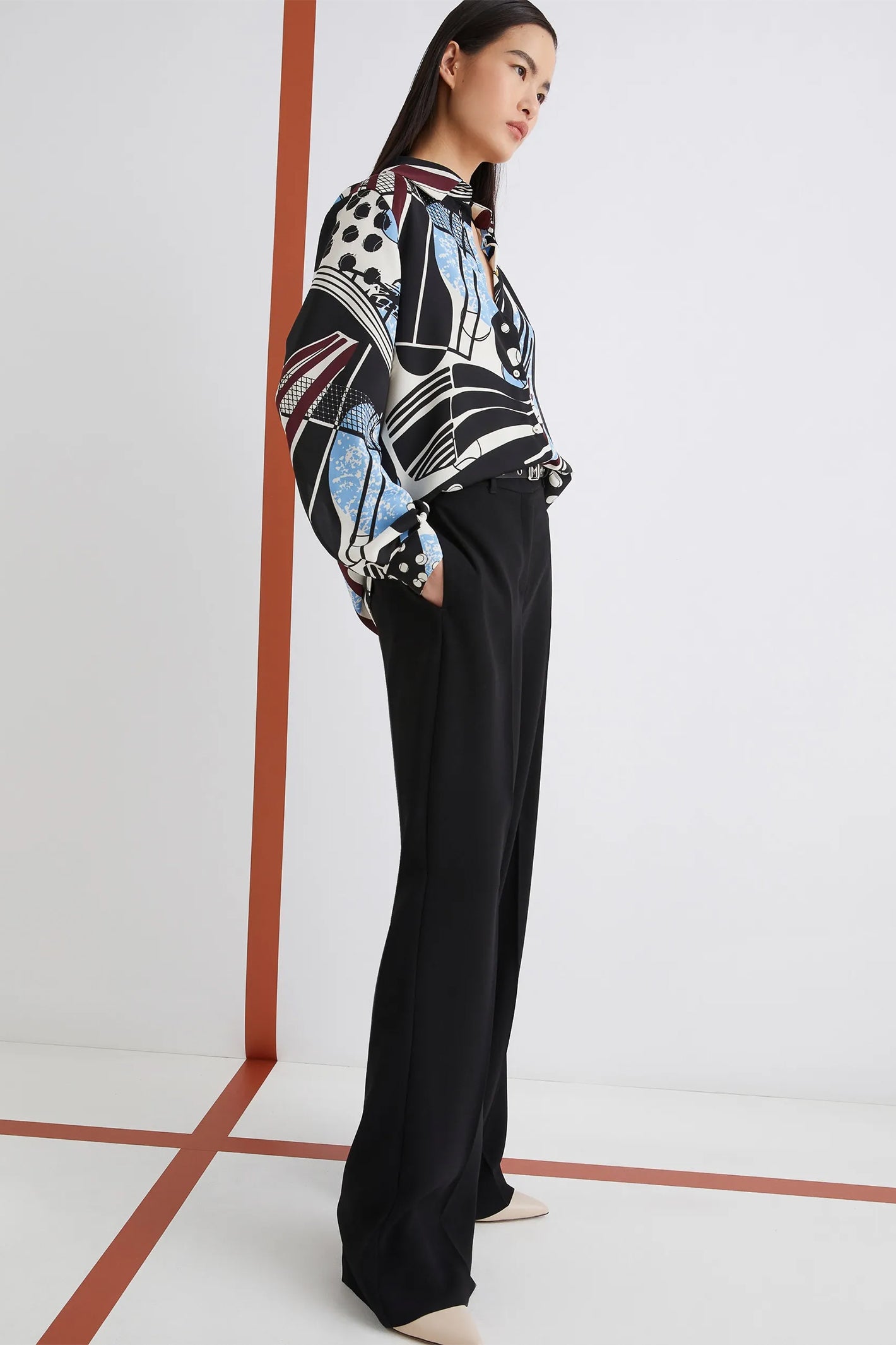 Marella Art 365 Pascia Black Envers Satin Trouser Black