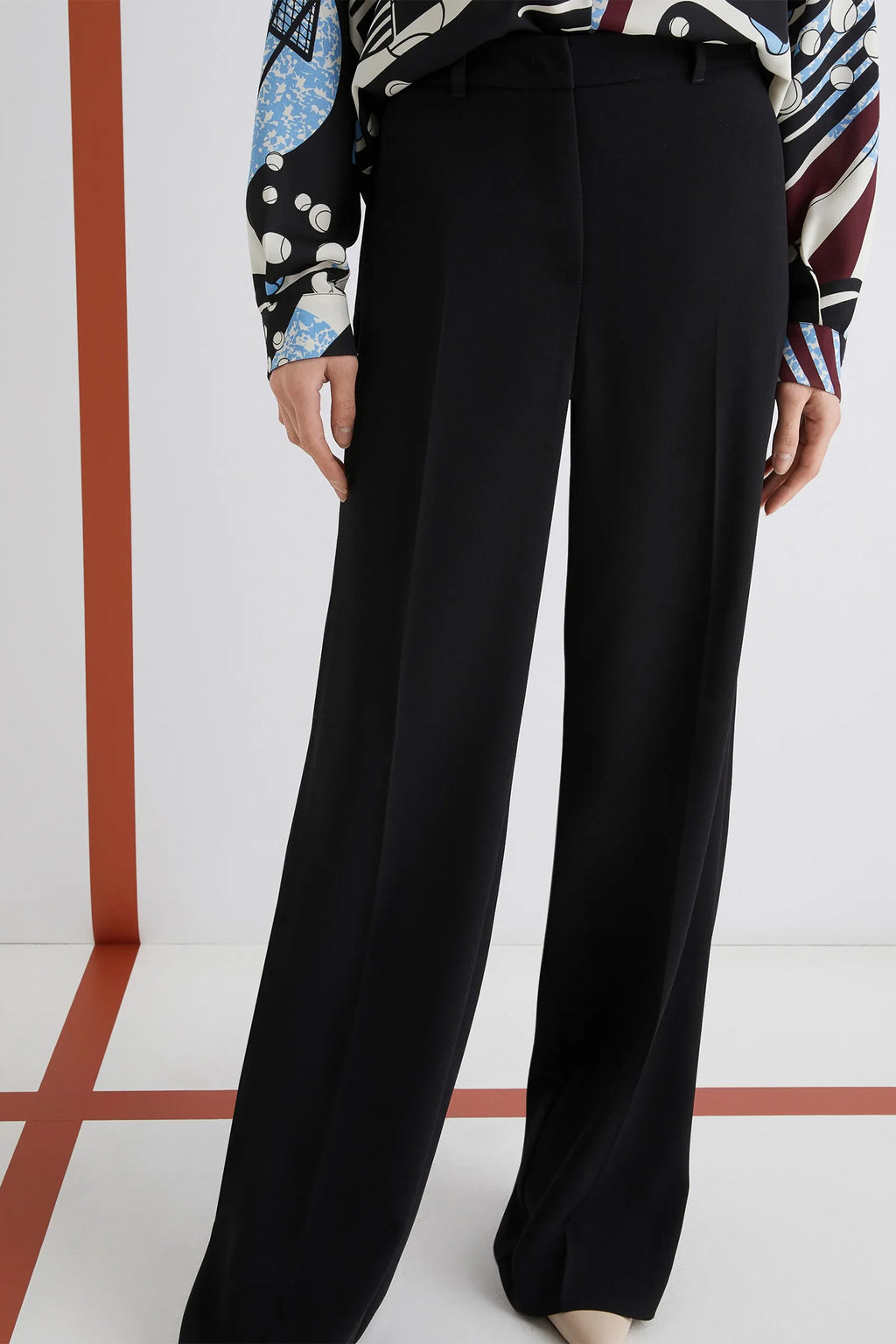 Marella Art 365 Pascia Black Envers Satin Trouser Black