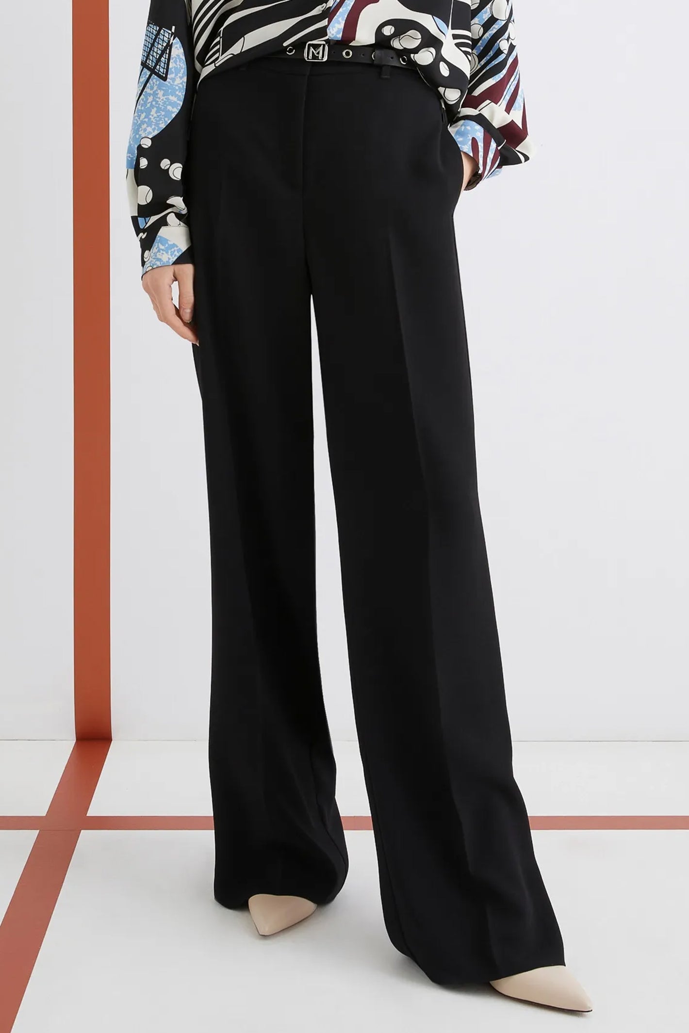 Marella Art 365 Pascia Black Envers Satin Trouser Black