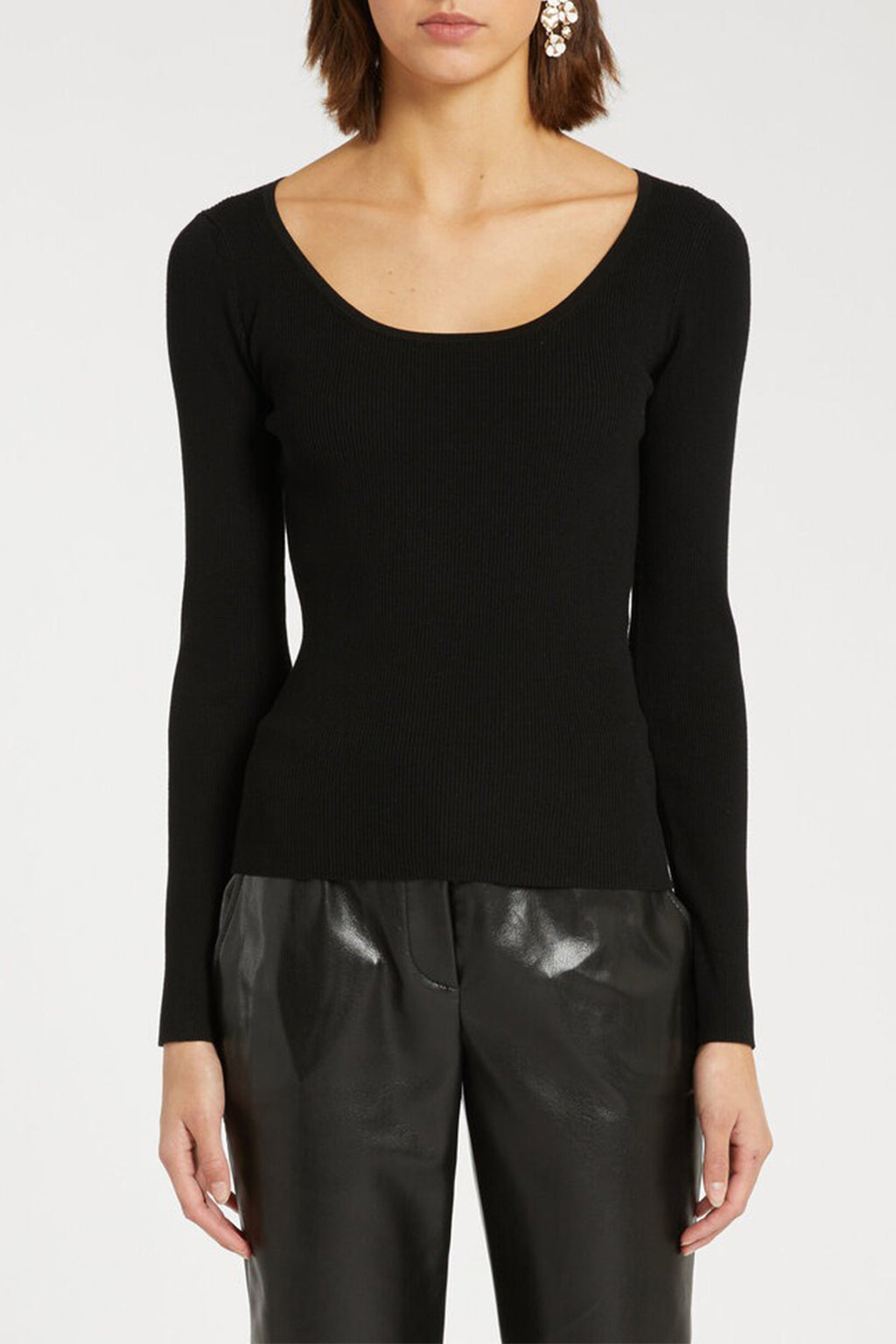 Marella Dilly 2523366021200 Black Long Sleeve Slim Fit Top