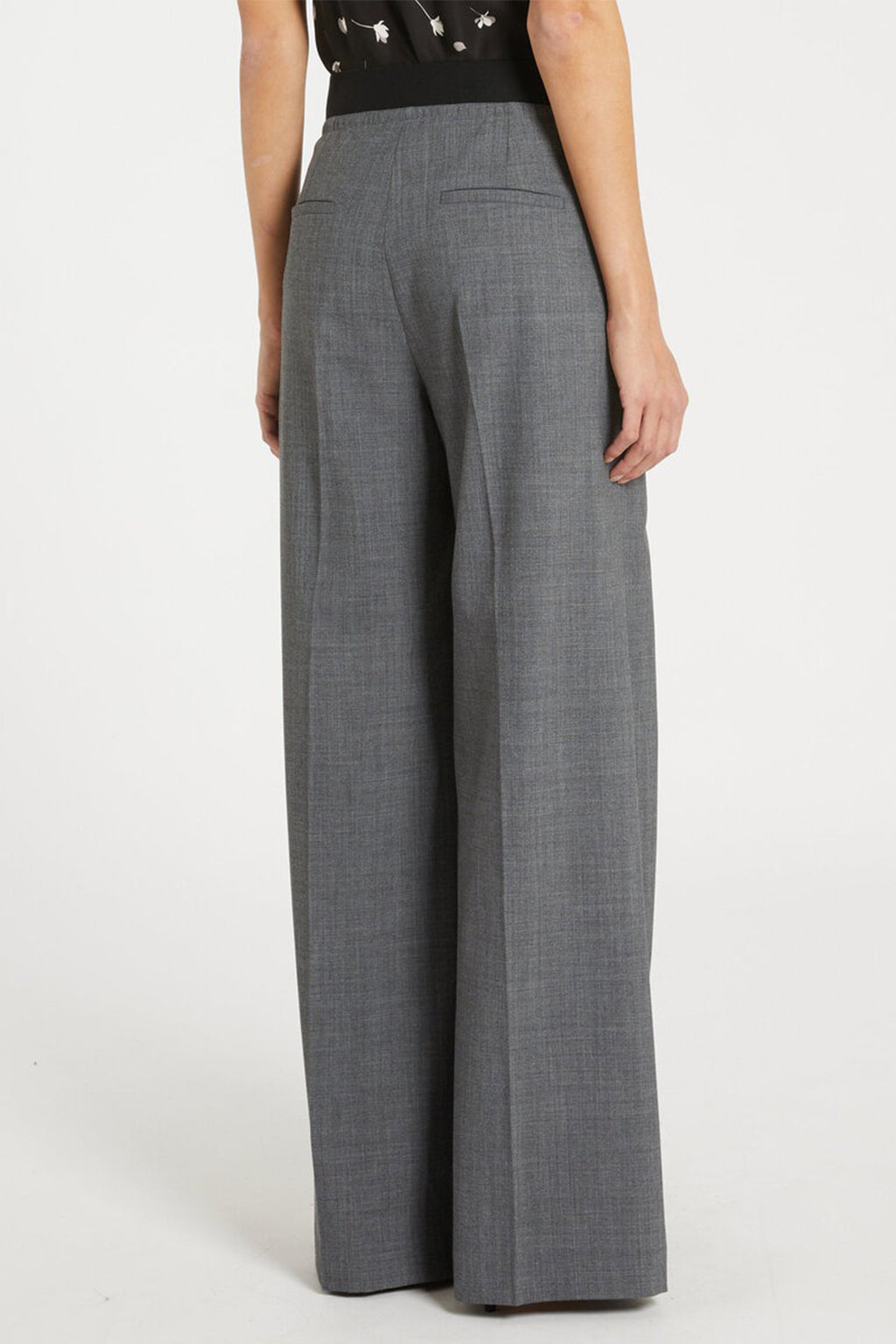 Marella Diorama 2523136014200 Grey Melange Wide Leg Pull-On Trousers