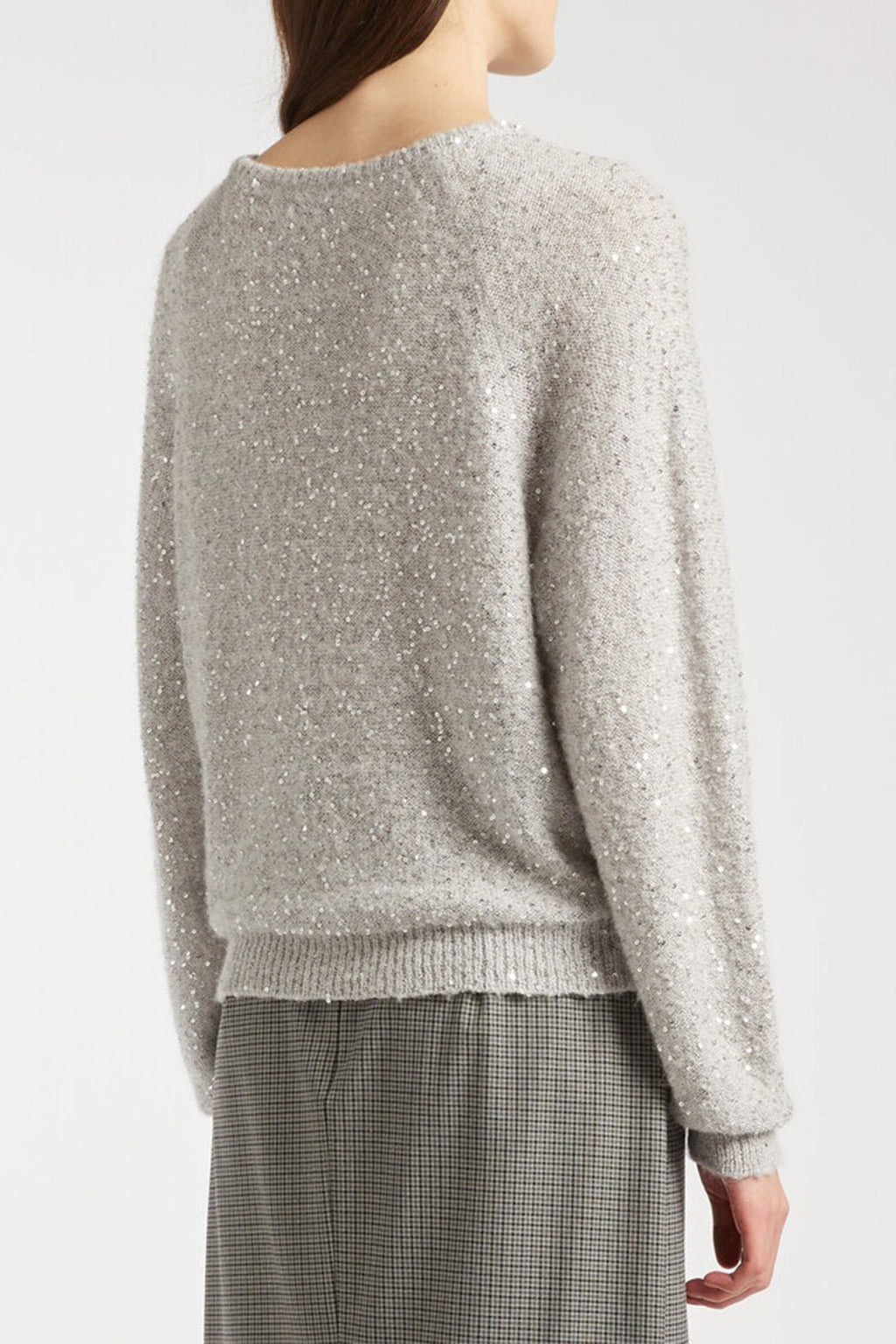 Marella Effige 2523366182200 Pearl Grey Sequin Detail Jumper