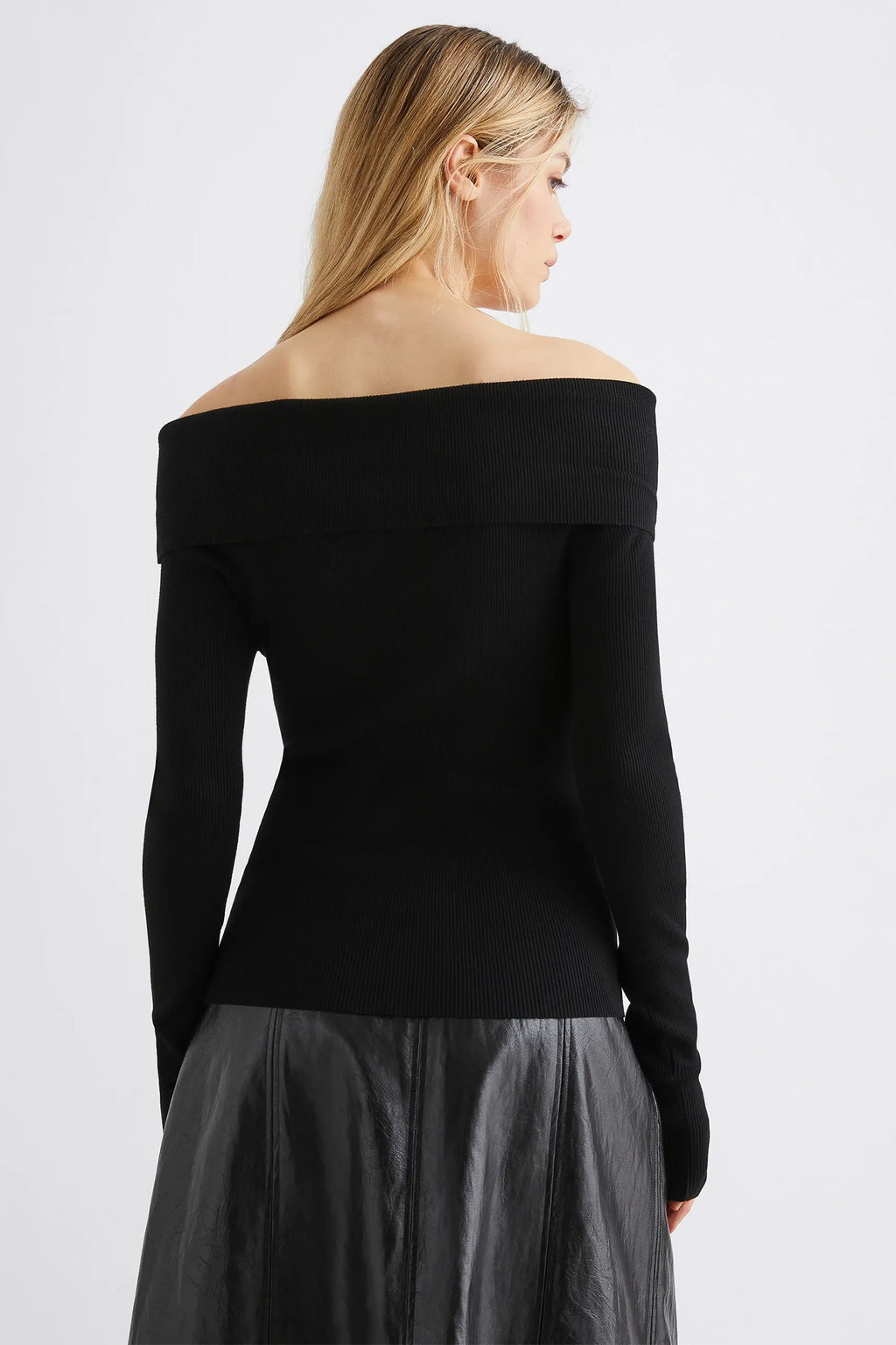Marella Gerry 2523366241200 Black Off-The-Shoulder Cowl-Neck Jumper
