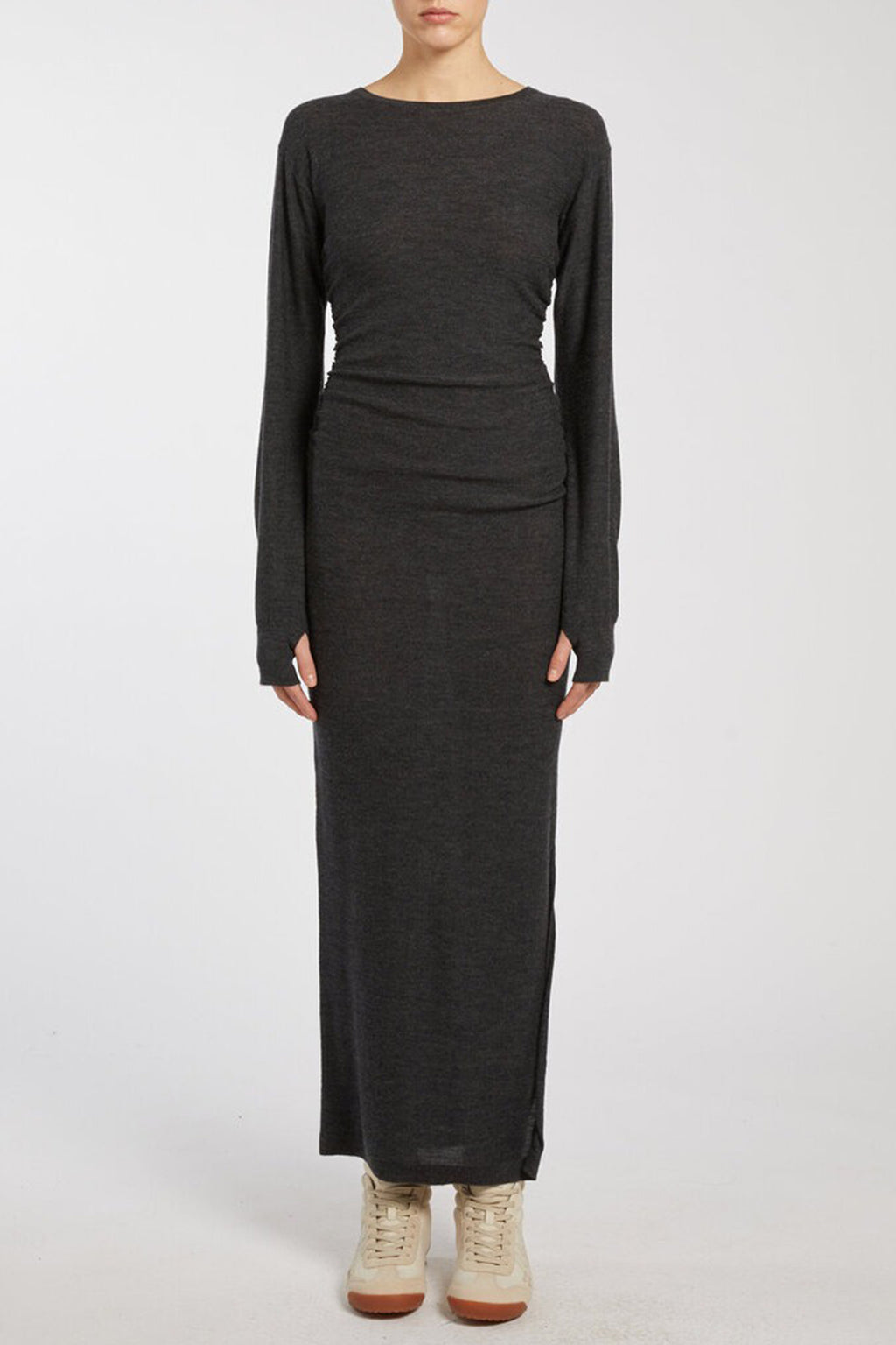 Marella Ghianda 2523326025200 Dark Grey Knitted Wool Dress