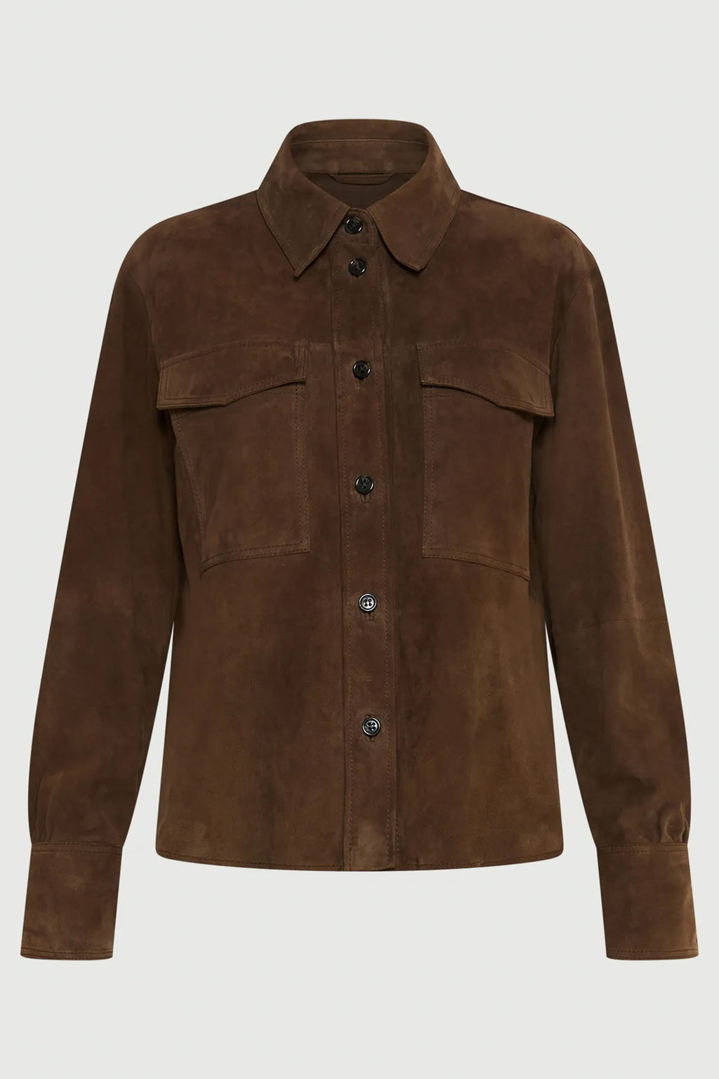 Brown suede jacket on a white background