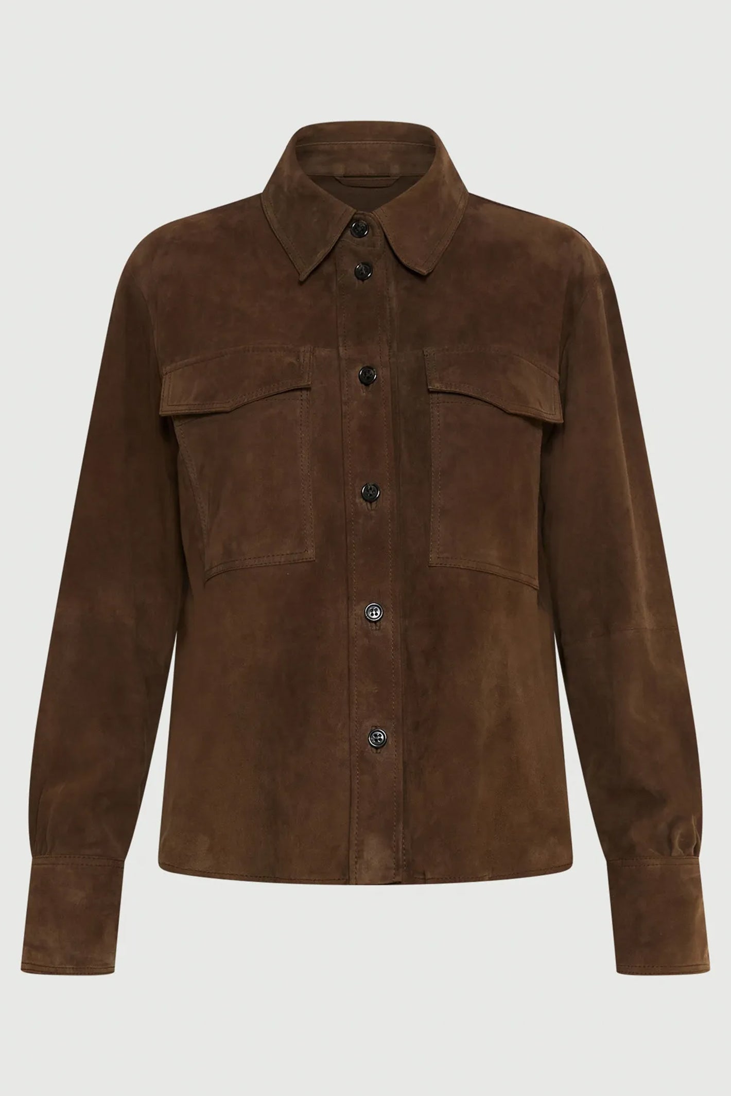 Brown suede jacket on a white background