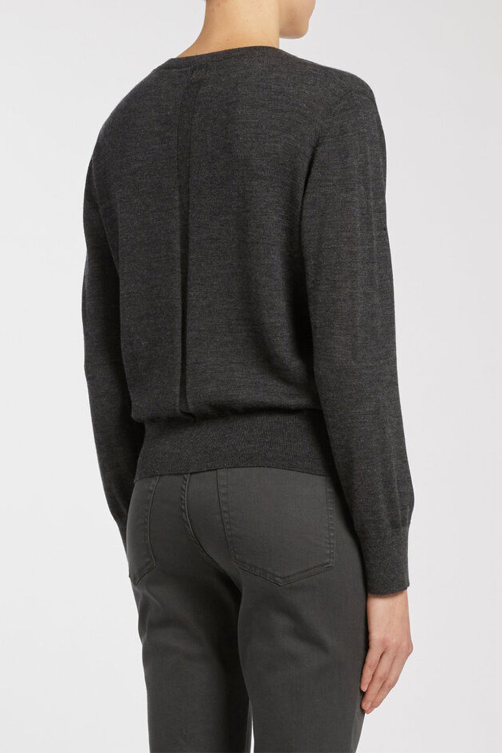 Marella Lazzara1 2523366365200 Dark Grey V-Neck Wool Jumper