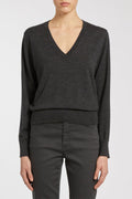 Marella Lazzara1 2523366365200 Dark Grey V-Neck Wool Jumper
