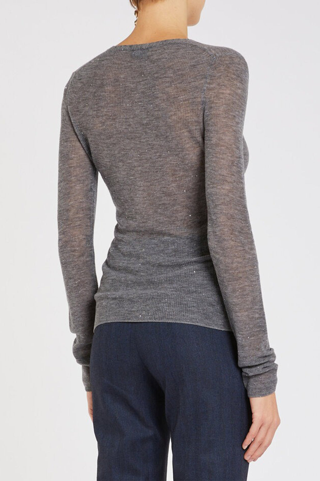 Marella MA12010 Bazar Grey Melange Sequin Detail Wool Cardigan